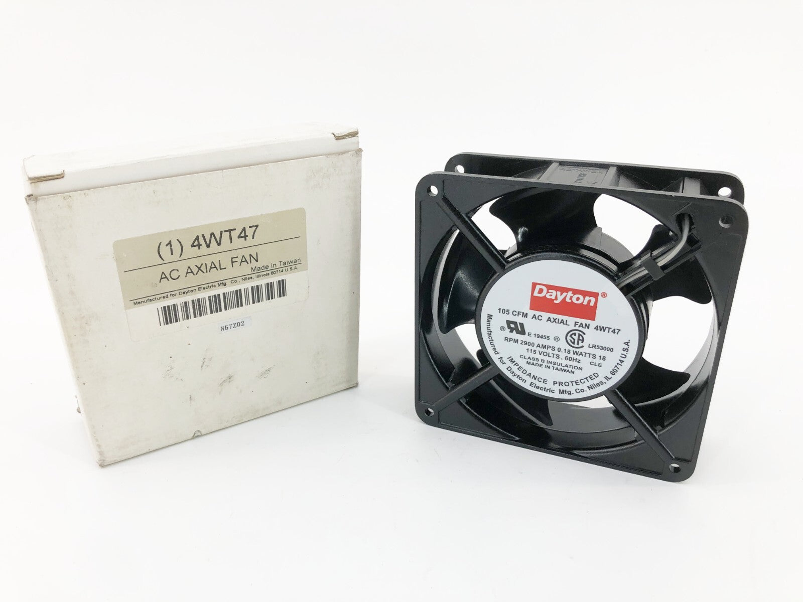 New Dayton 4WT47 AC Axial Fan 105 CFM 115V 120mm x 38mm