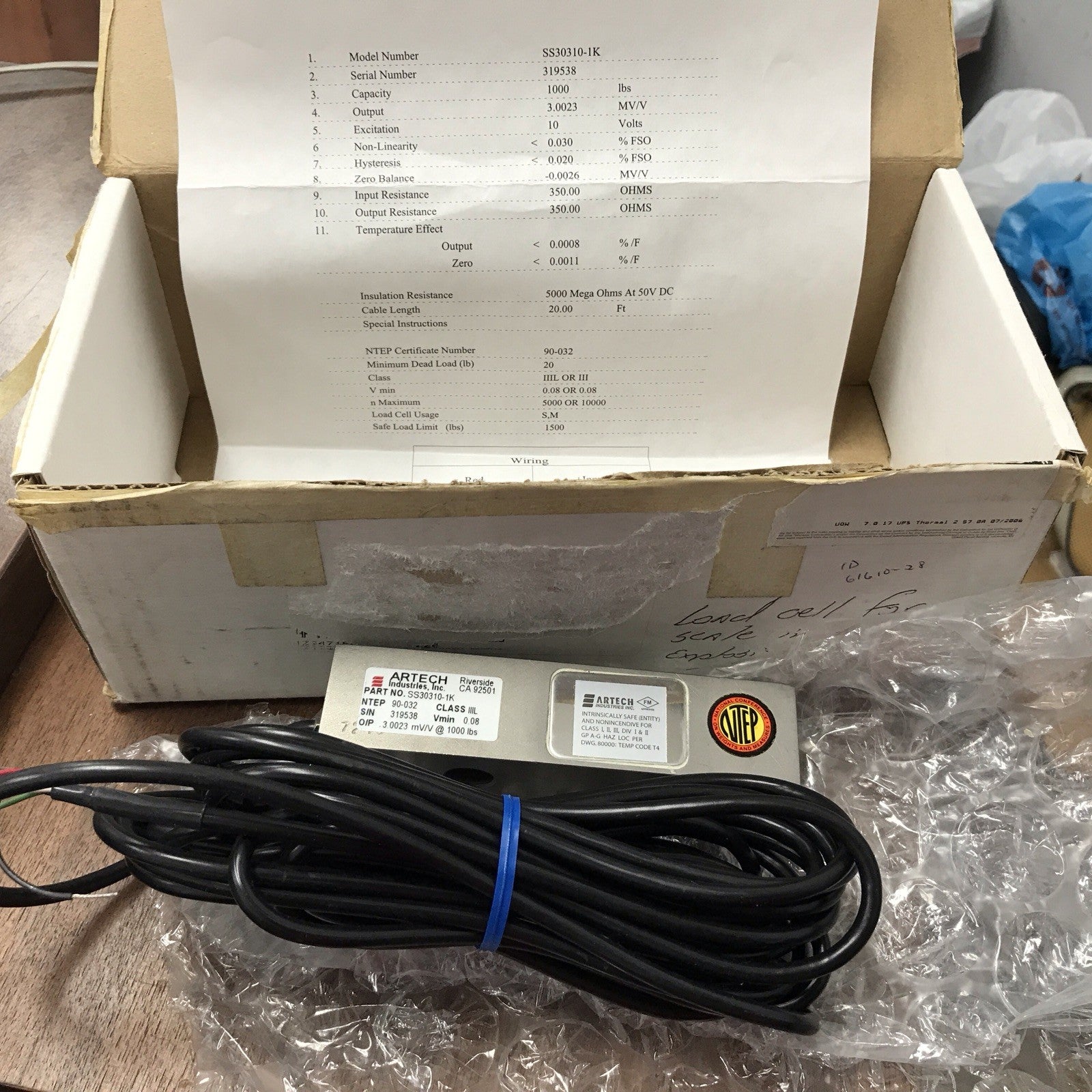 ARTECH SS30310-1K Load Cell SS30310 1000 Lbs