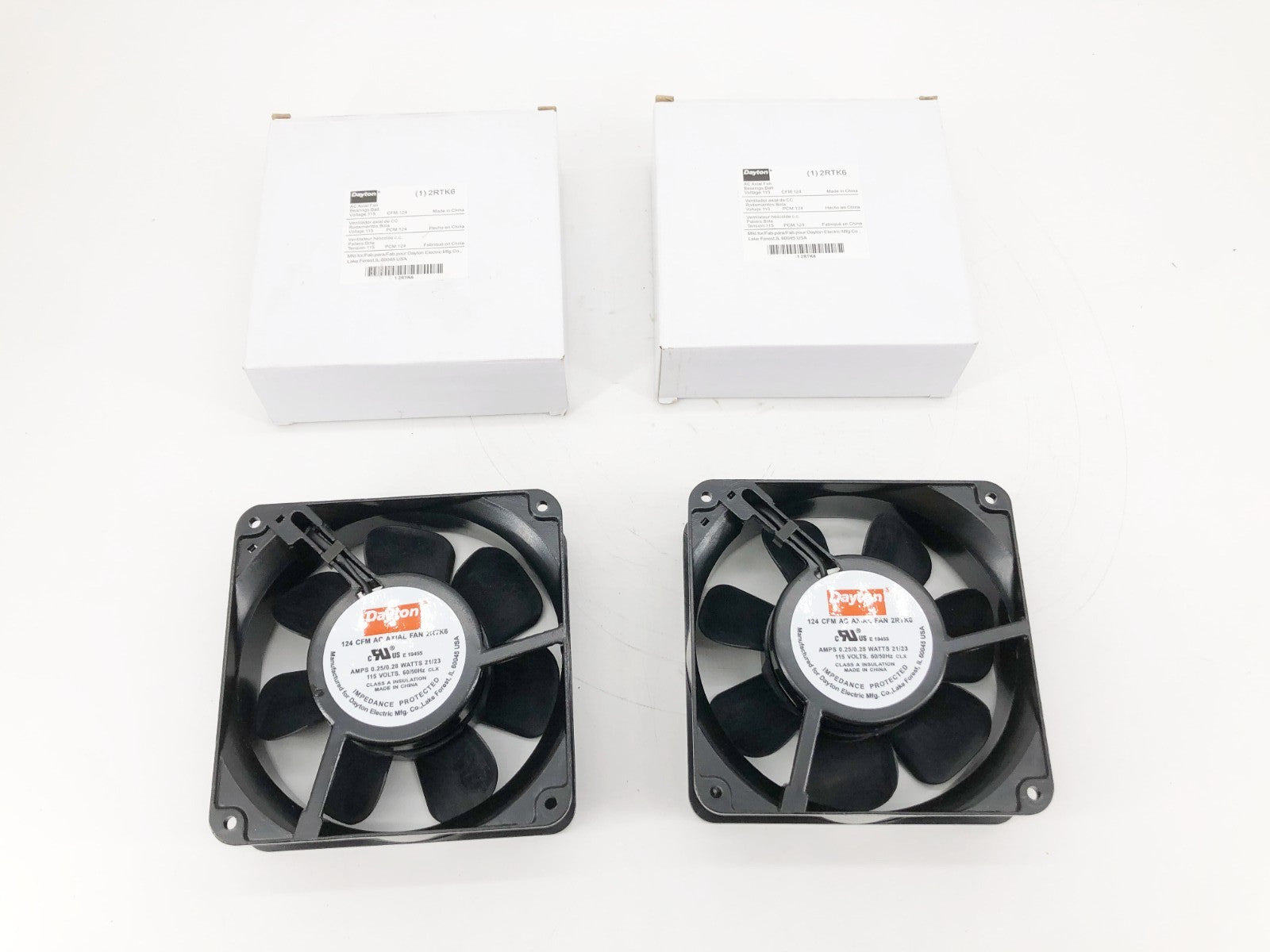 Lot of 2 New Dayton 2RTK6 Axial Fans 115V 124 CFM