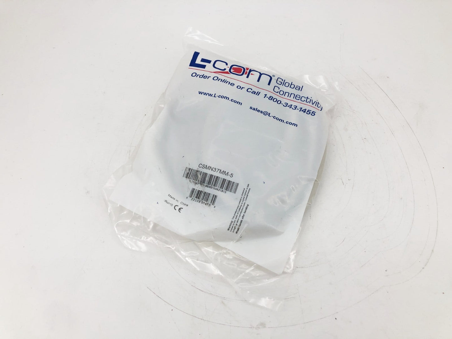 New L-Com CSMN37MM-5 Molded D-Sub Cable DB37 Male / Male 5FT.