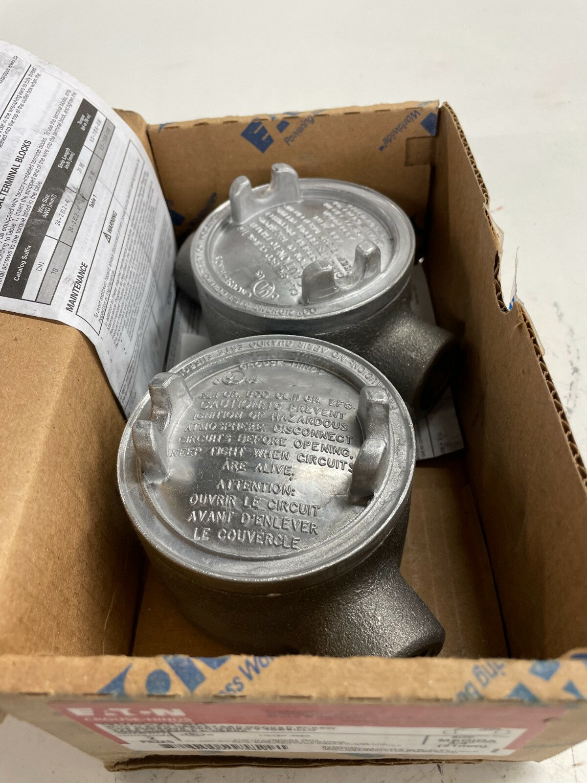 GUAC26-SA Eaton Crouse-Hinds 3/4" Aluminum Conduit Outlet Body / Box (Lot of 2)
