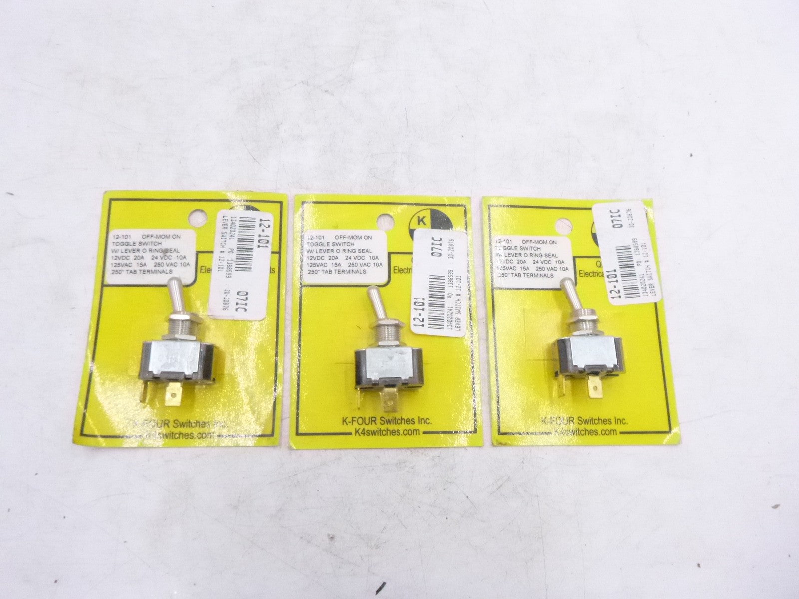 3 Pack K-Four Switches Metal Lever Toggle Switch Off-(ON) Single Pole 12-101
