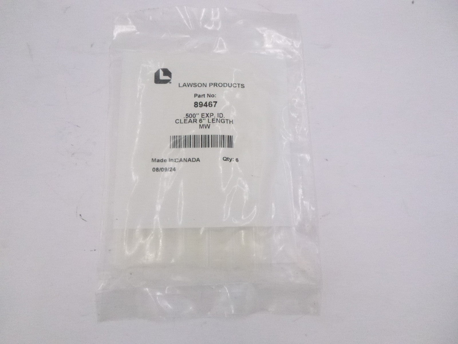 6 Pack Lawson Heat Shrink Tubing 8 to 2 AWG Clear