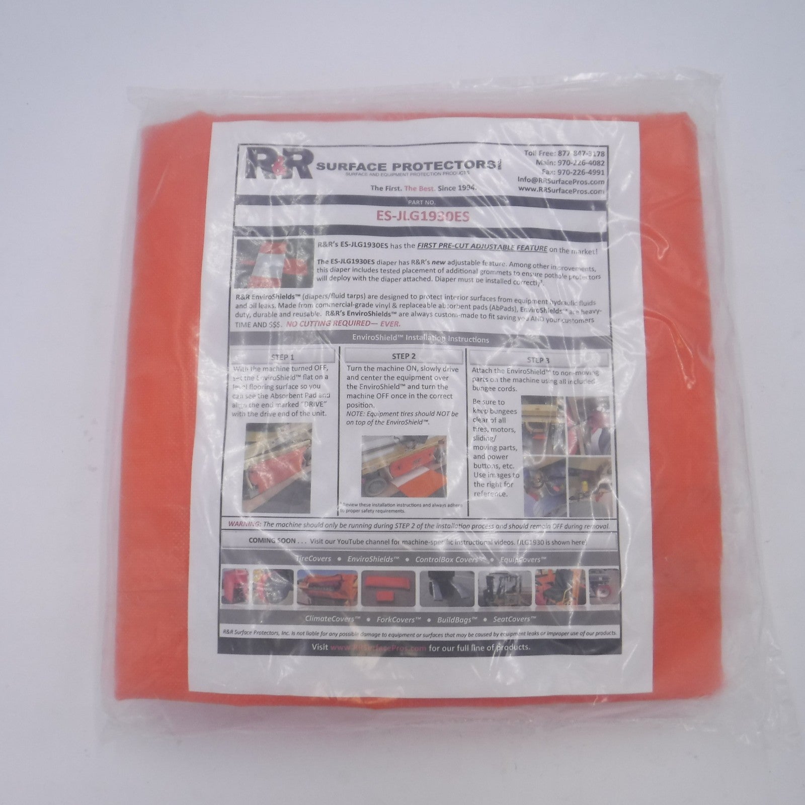 R&R JLG Adjustable Heavy Duty Orange Vinyl Scissor Lift Cover 1930ES