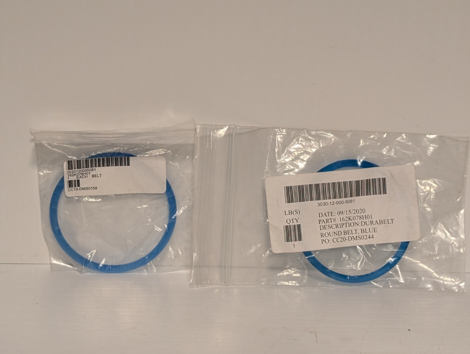 Lot of 2 Durabelt 162K078H01 Polyurethane Blue Round Belt