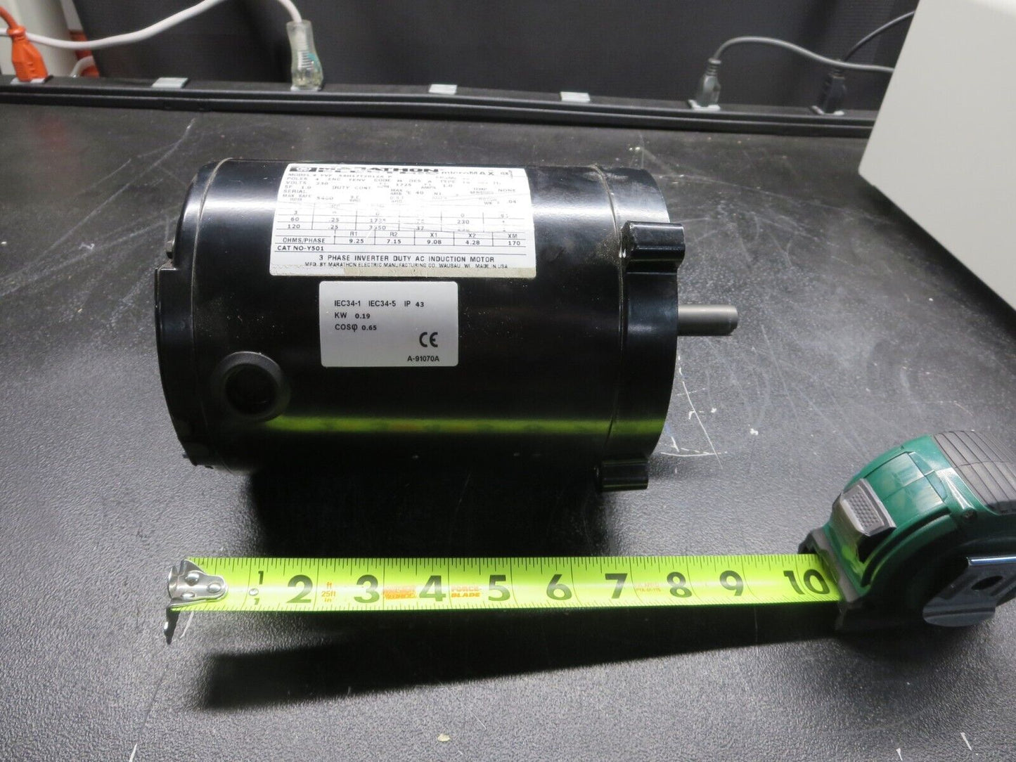 Marathon, ("MicroMAX"), Y501 (FUF 56H17T2012A), Electric Motor, 1/4 HP, 230 VAC