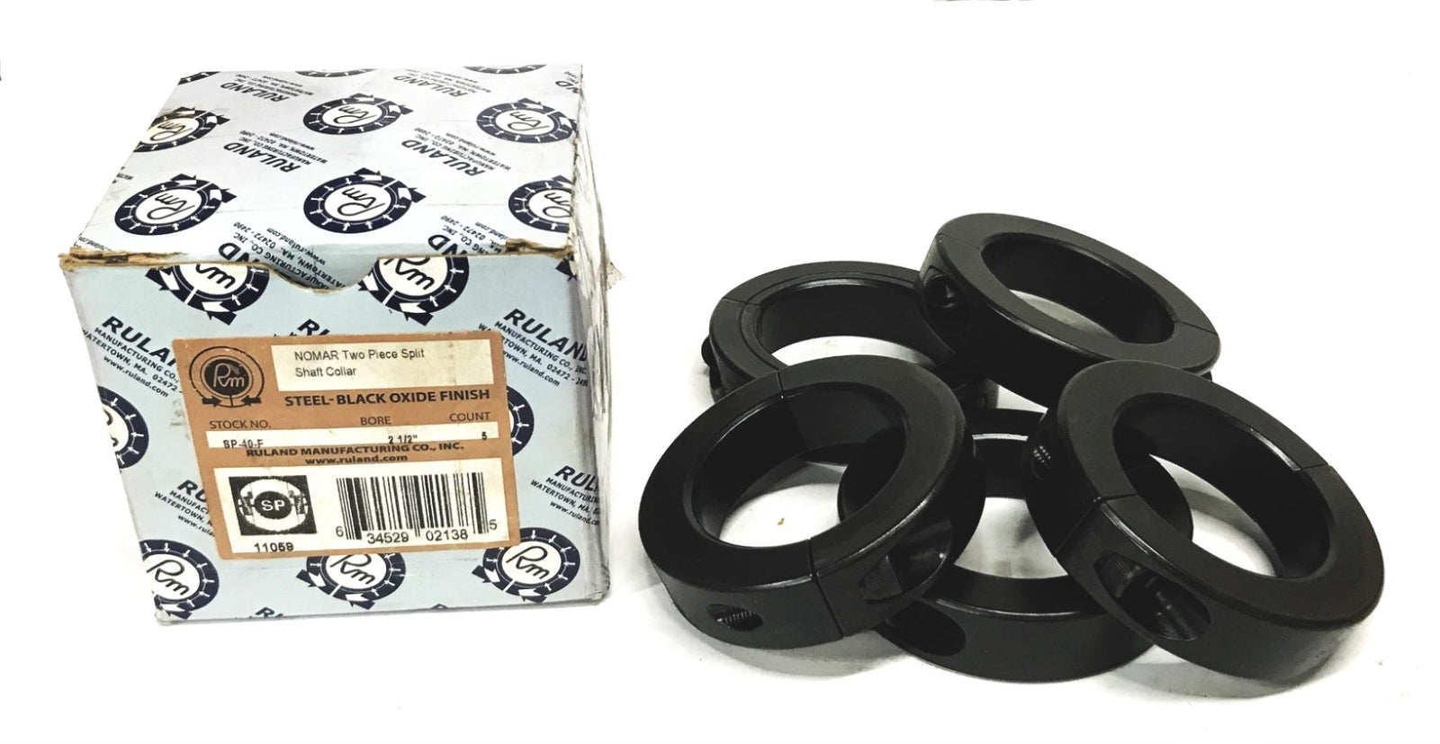 Ruland 2-1/2 inch Black Oxide 2-Piece Split Shaft Collar SP40F [Lot of 5] NOS