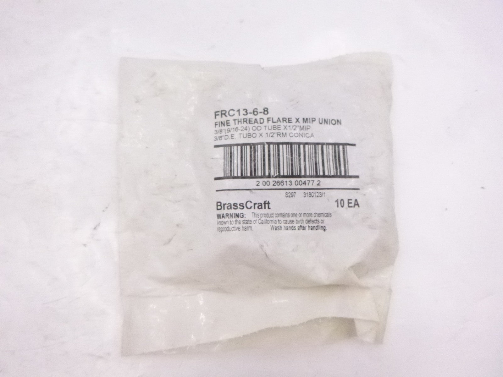 10 Pack BrassCraft FRC13-6-8 Fine Thread Flare Fittings x MIP Union 3/8"