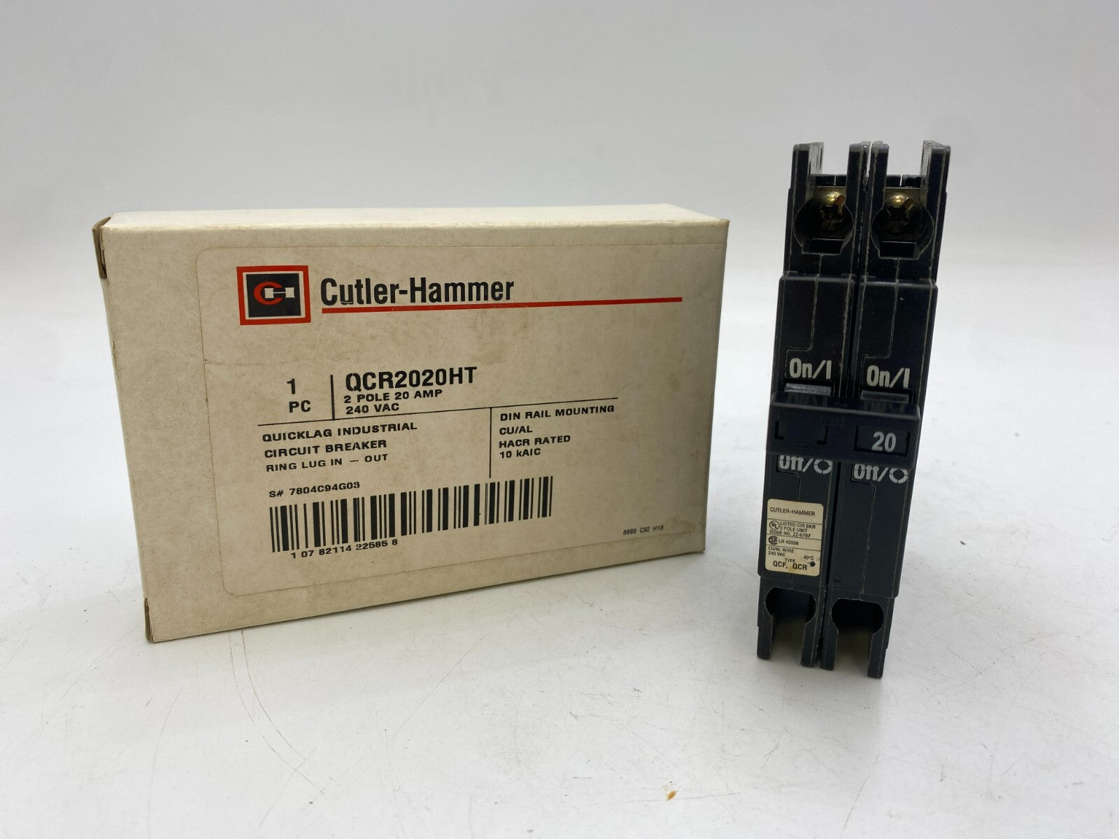 Cutler-hammer	QCR2020HT Circuit Breaker 20A 2P 240V NOS Black 2 Pole 20 Amp