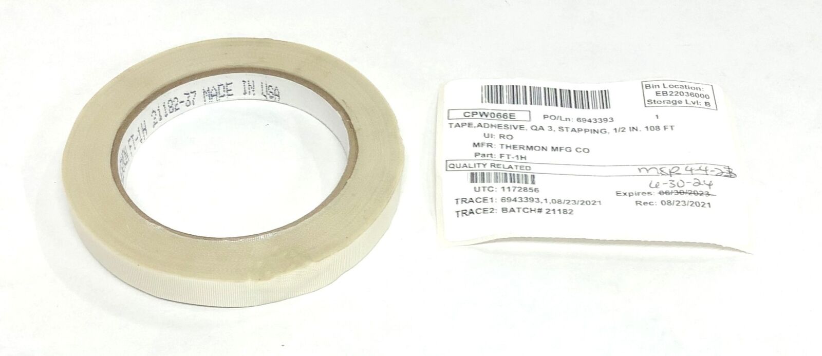 Thermon MFG CO 1/2 Inch QA-3 Adhesive Strapping Tape FT-1H NOS