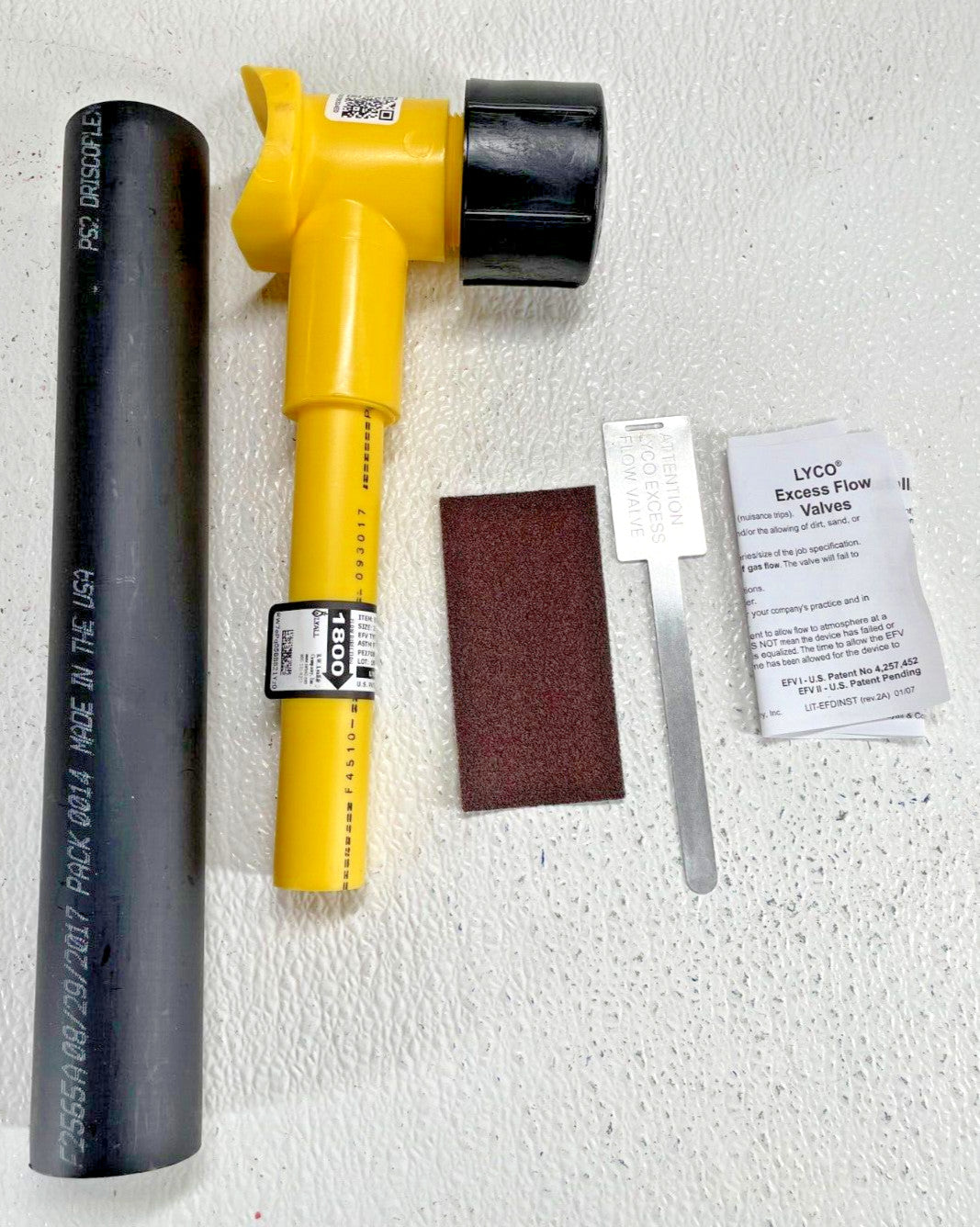 Molded MDPE Standard Gas Tapping Tee 2" x 3/4" IPS w/ LYCO Excess Flow Valve EFV