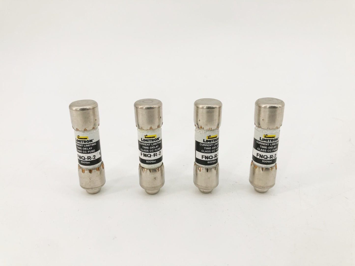 Lot of 4 New Bussmann FNQ-R-2 Time Delay Fuses 2A 600V Class CC - No Box
