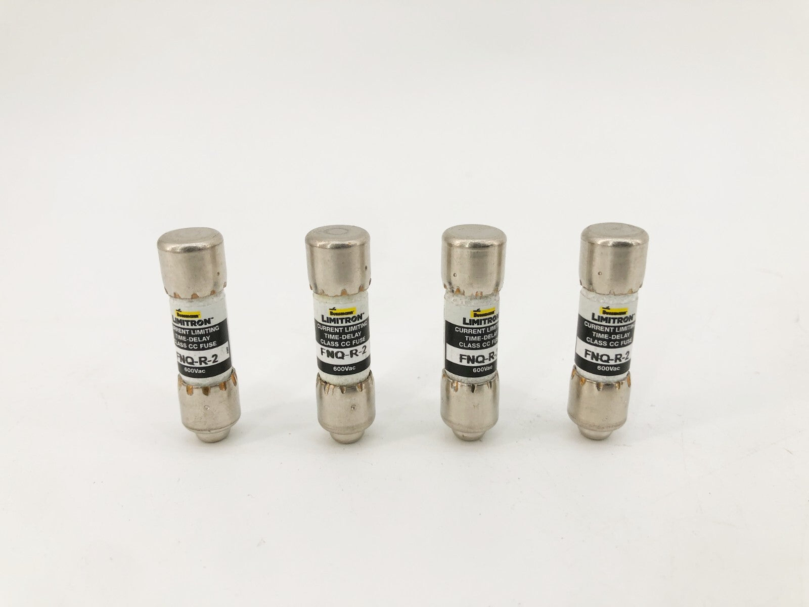 Lot of 4 New Bussmann FNQ-R-2 Time Delay Fuses 2A 600V Class CC - No Box