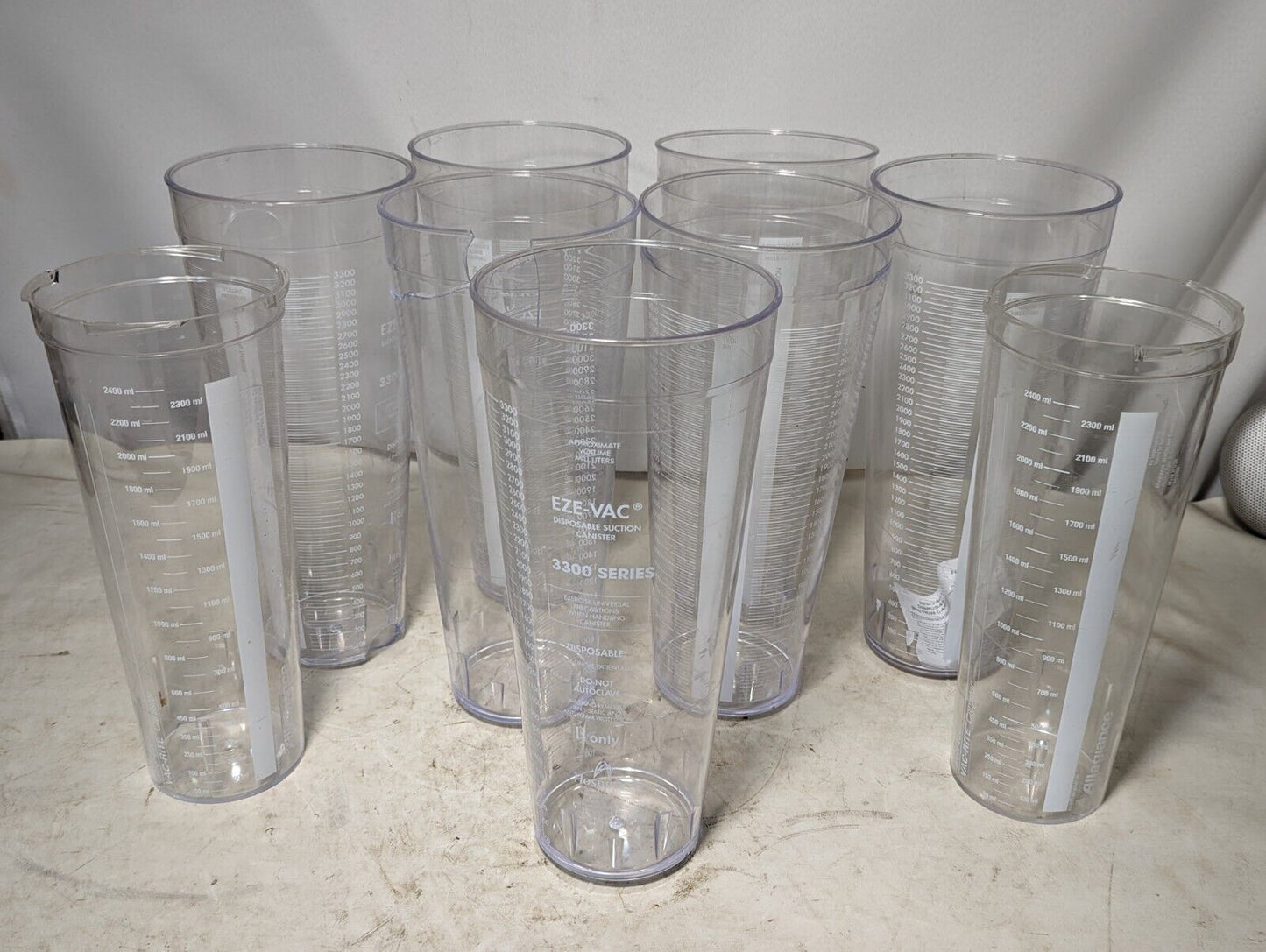 Large lot of vacuum canisters: EZE-VAC disposable suction canister, Medi-Vac