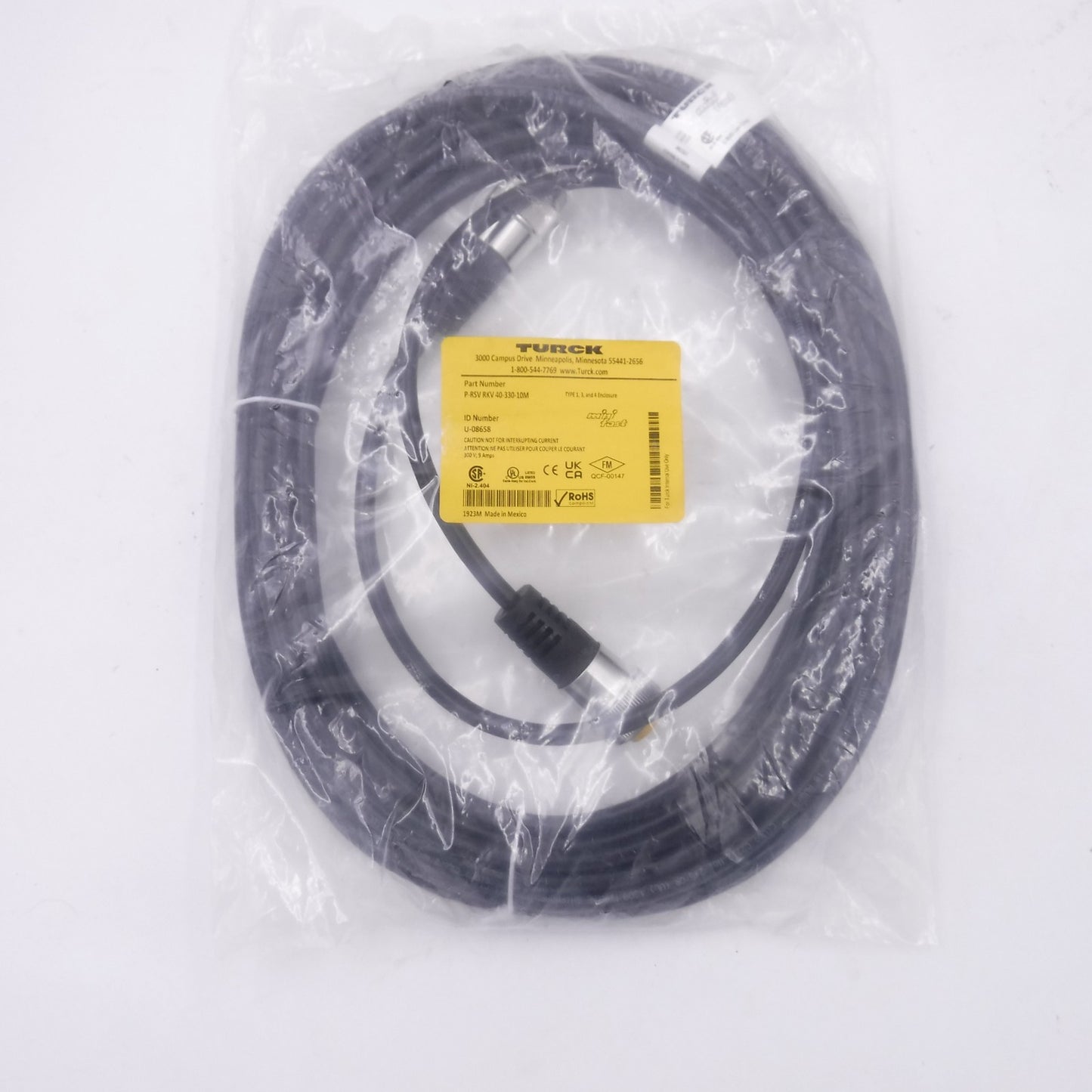 Turk P-RSV RKV 40-330-10M Cable Male 7/8"-16 UN to Female 7/8"-16 UN