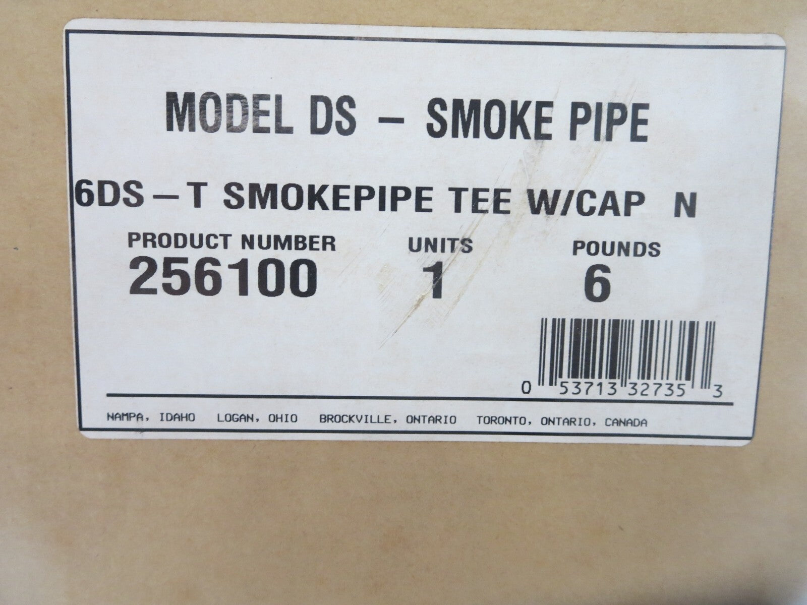 Selkirk 256100 Smokepipe Tee W/Cap 12" LG X 6 3/8" OD Double Wall See Pics NOB