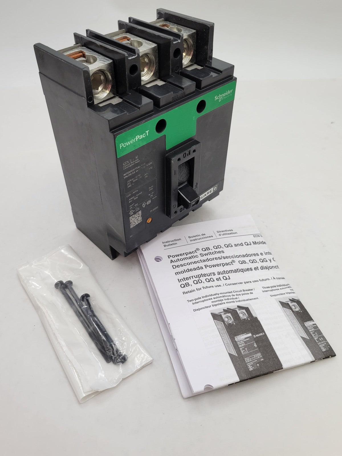 Square D QDL32200 PowerPact Feed-Thru Circuit Breaker 200A 240V 3P 3PH QD 200