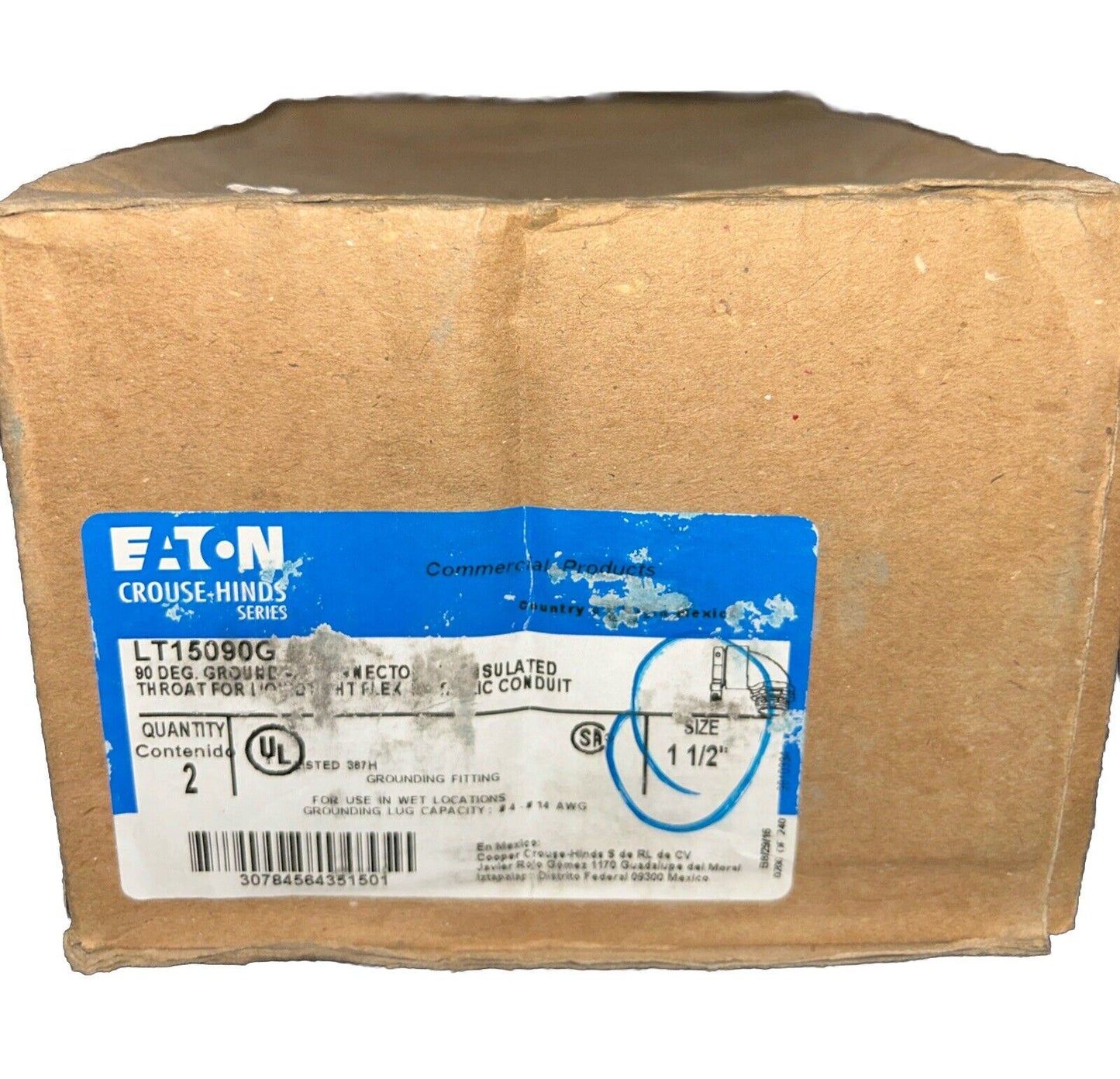 *QTY 2* Crouse Hinds LT15090G SA 90deg Grounding Connector 1-1/2in.        Q4