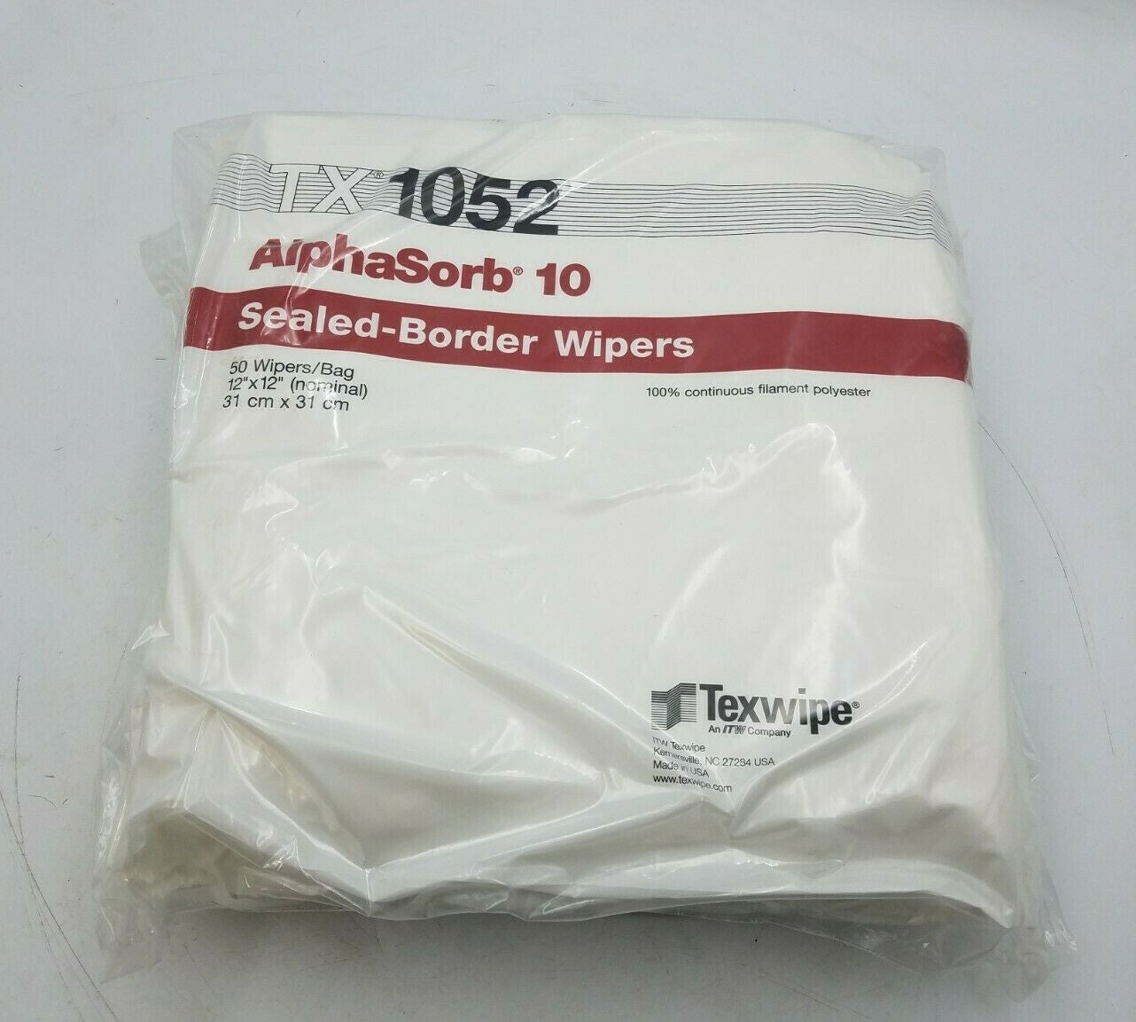 100PC Texwipe TX1052 AlphaSorb 10 Sealed Border Wipers Clean Room Wipes 12 x 12