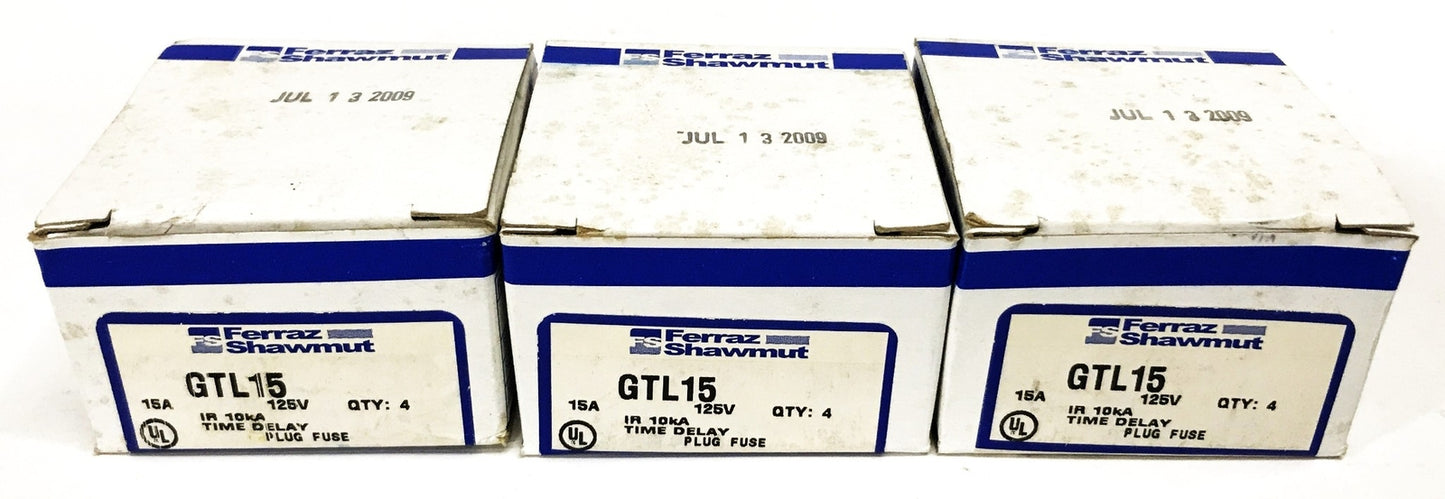Ferraz Shawmut 15 Amp Edison Base Plug Fuse GTL15 [Lot of 12] NOS