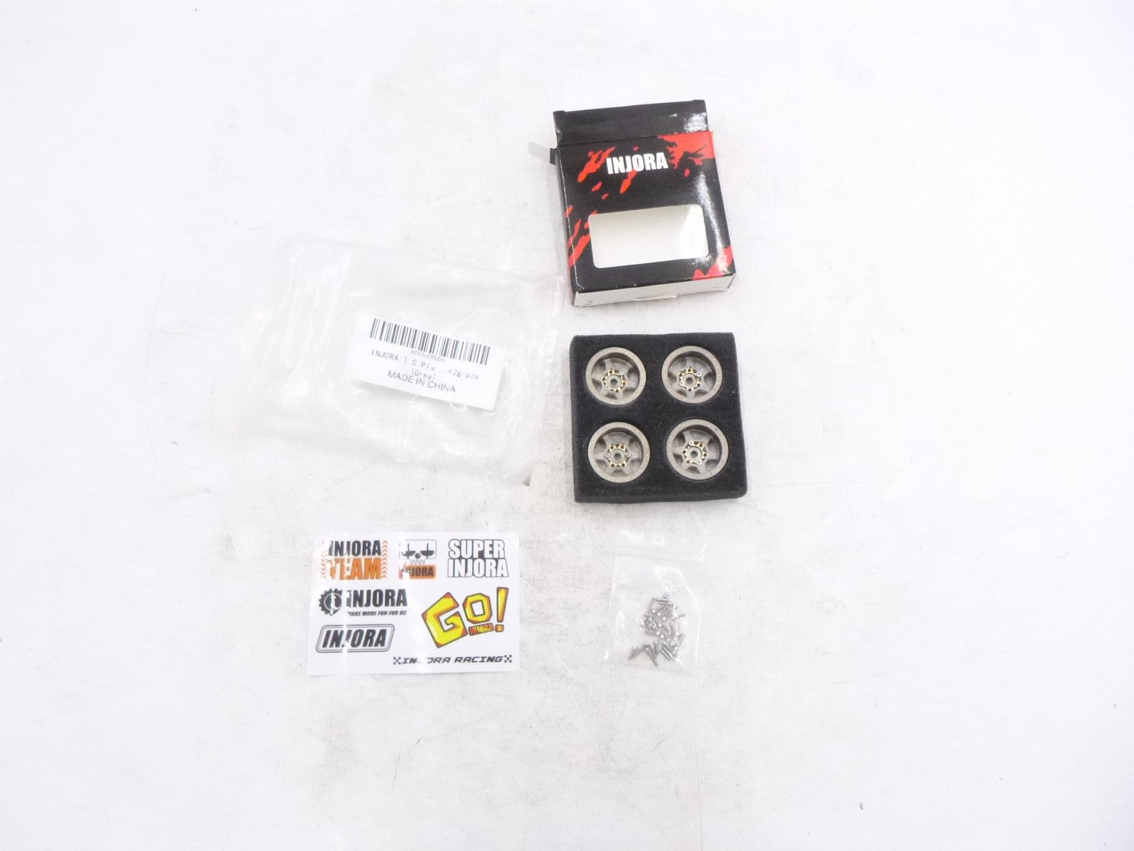 4 PC Injora 1.0 Plus 6 Spoke Brass Beadlock Wheels 42g 3.75mm Offset for 1/18 RC
