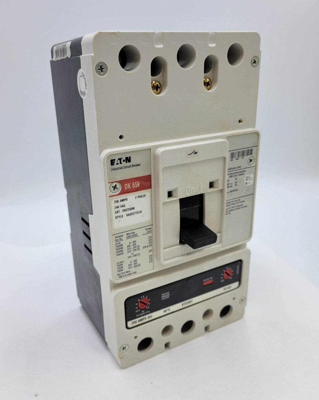 Eaton DK2250W Bolt-On Circuit Breaker 250A 240VAC 2P 1PH DK 65K 250 Amp 2 Pole