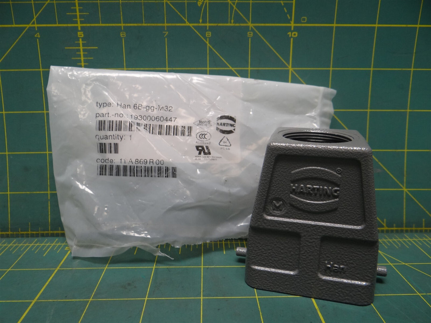 Harting Han 6B-gg-M32 Heavy Duty Power Connector Aluminum Hood 19300060447 M32