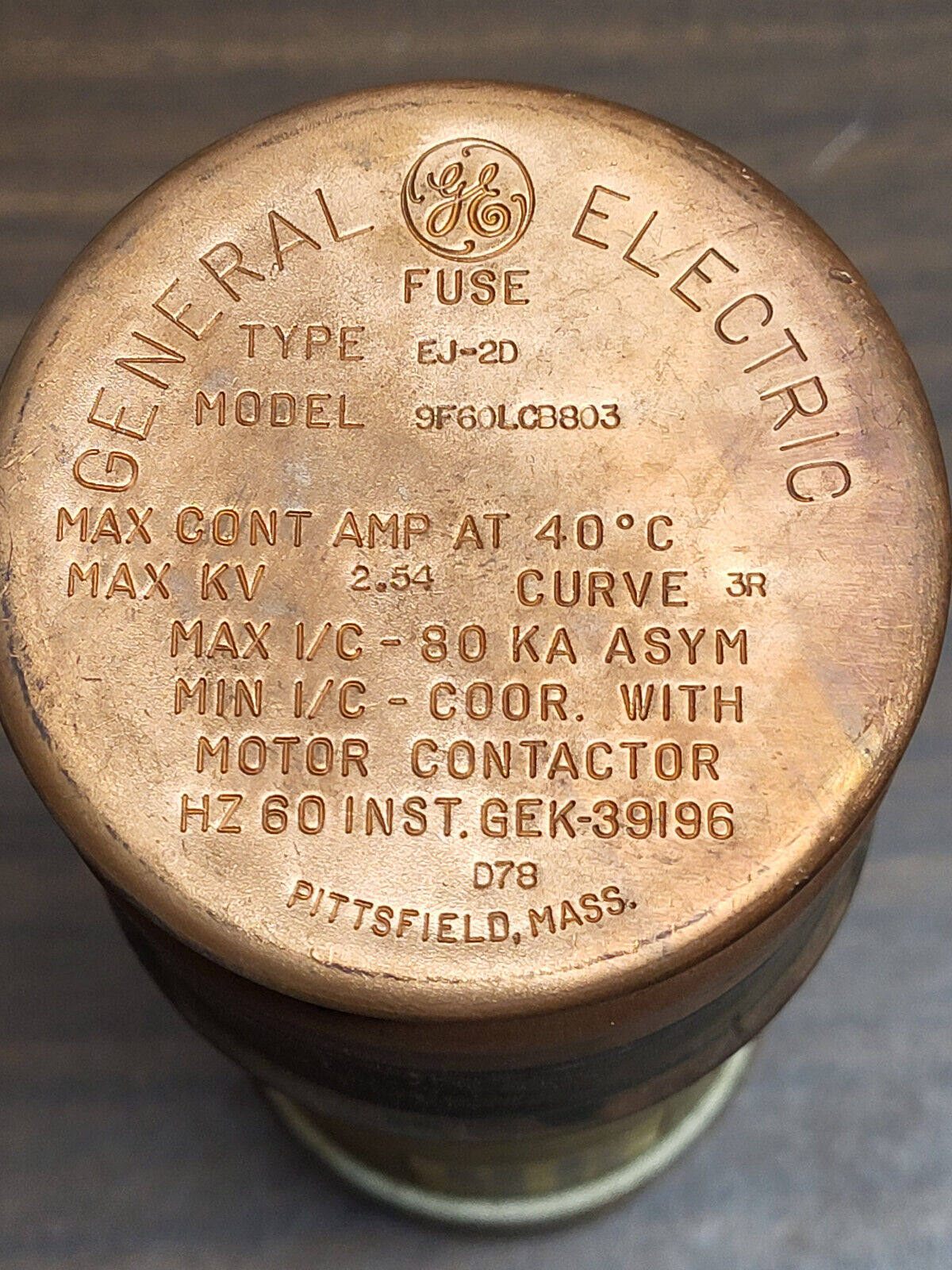 GENERAL ELECTRIC 9F60LCB803 POWER FUSE TYPE EJ-2D MAX KV 2.54 3R CURVE NEW