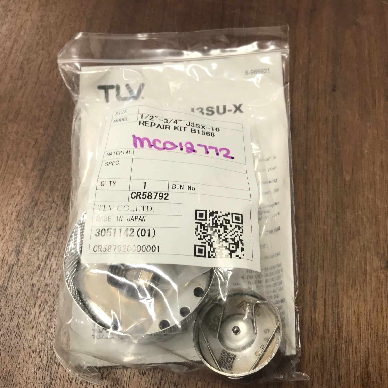 TLV Repair Kit 1/2" - 3/4 Inch J3SX-10 Repair Kit B1566 CR58792