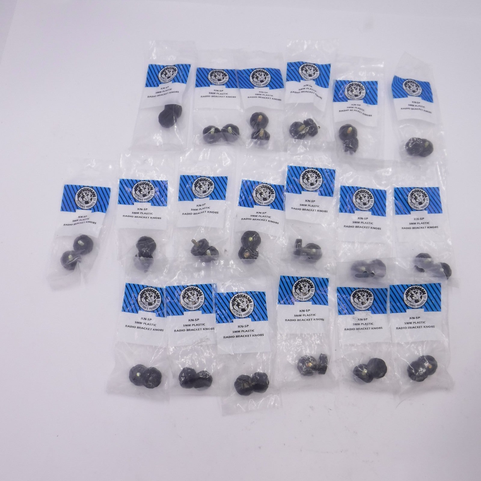 19 Pack (38 Knobs) Workman 5mm Black Plastic Radio Bracket Knobs KN5P