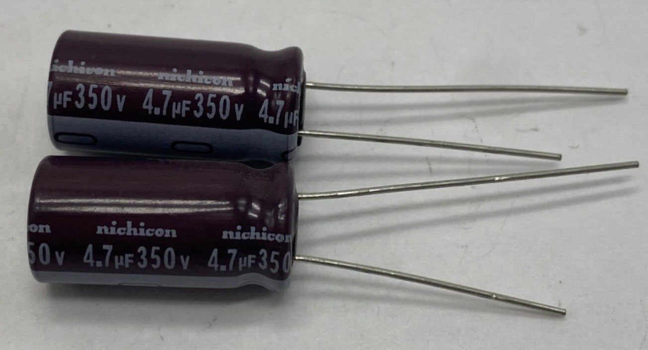 Pack of 2, Nichicon PW series UPW2V4R7MPD electrolytic capacitor 4.7uf/350V