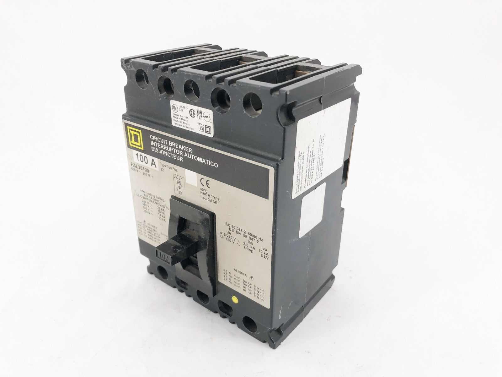New Square D FAL36100 Circuit Breaker 100A 600V 3-Pole - No Box