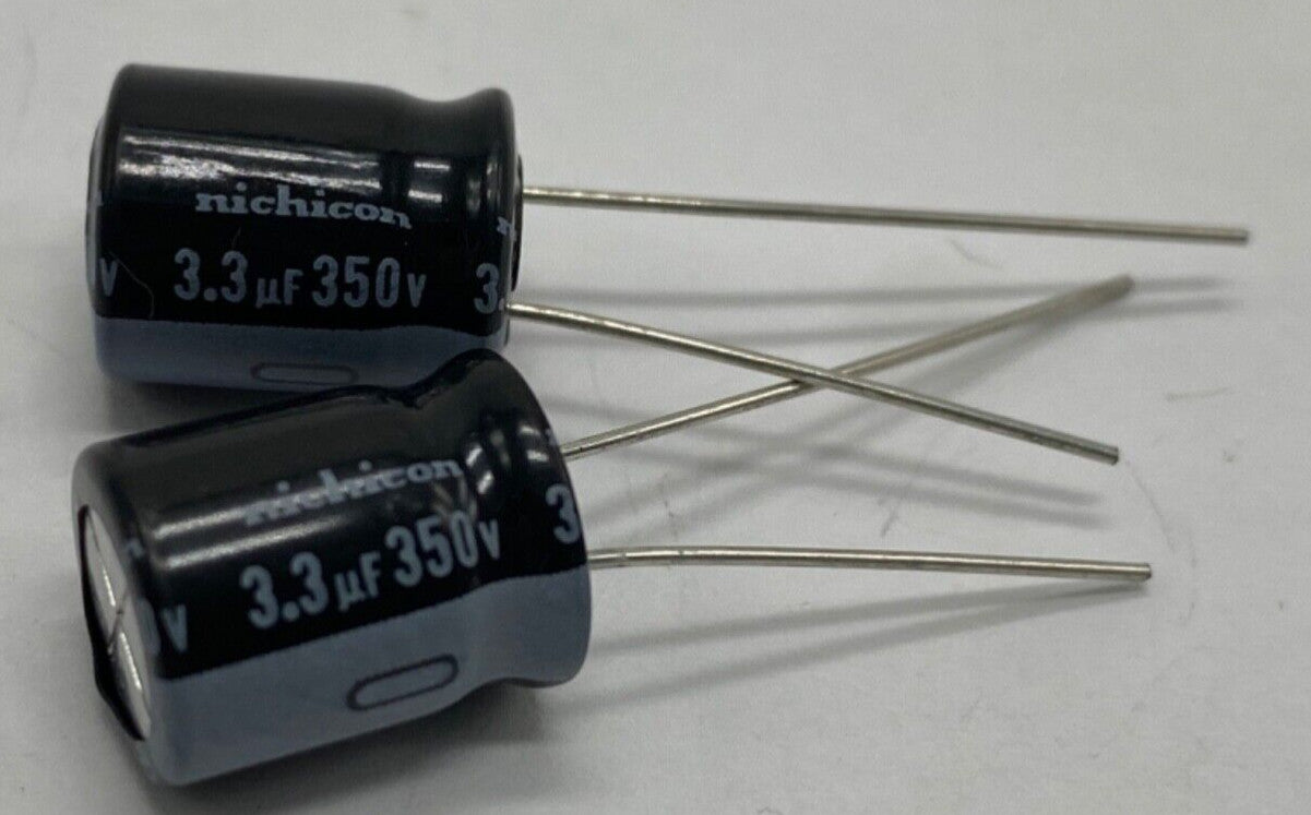Pack of 2, Nichicon UVZ2V3R3MPD electrolytic capacitor radial lead 3.3uf/350V