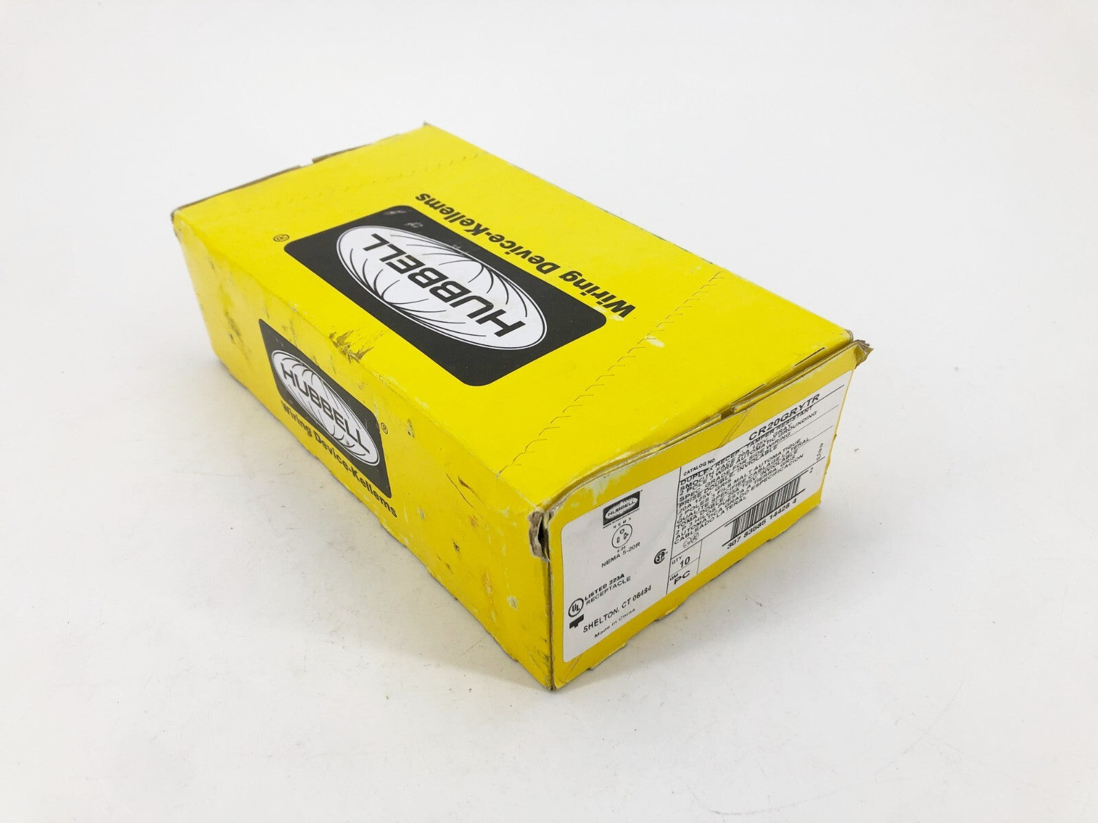 Box of 10 New Hubbell CR20GRYTR Duplex Receptacles 20A 125V Gray