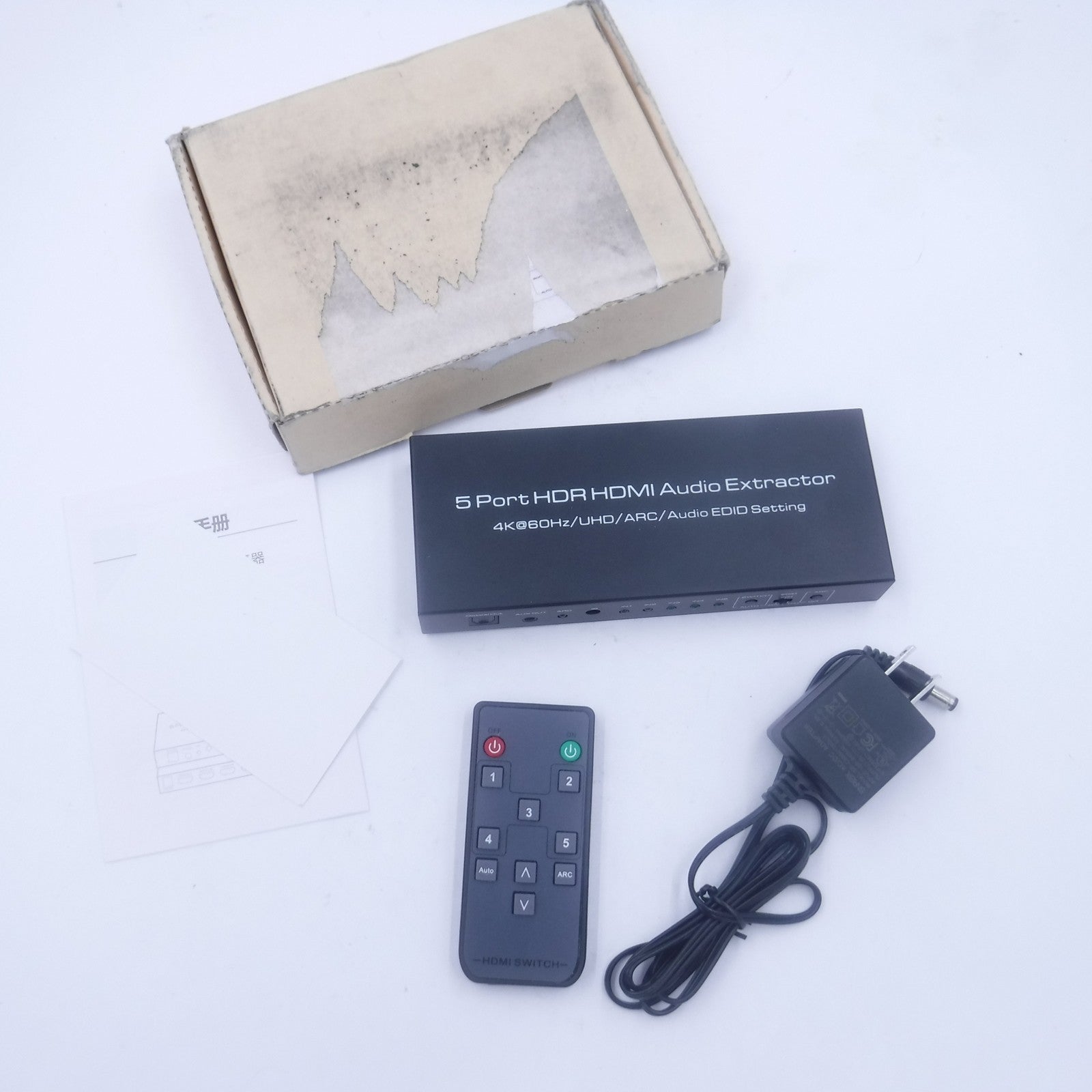 5 Port 4K@60Hz HDMI Switch with Optical & 3.5mm AUX Audio Out