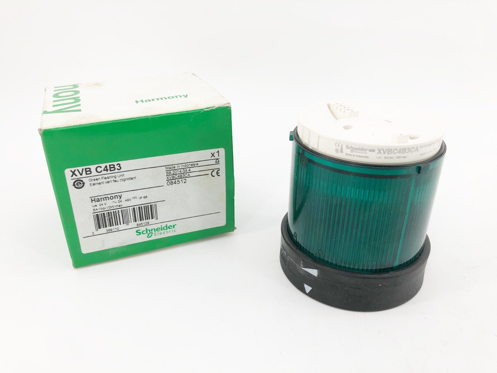 New Schneider Electric XVBC4B3 Green Flashing Light Unit 24-48V