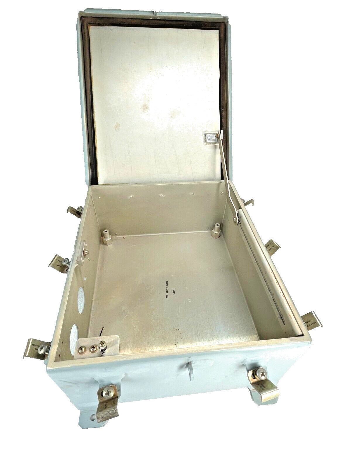 Lockable ENCLOSURE 14" x 12 x 6" Coated Aluminum, Hinged Door, 1-1/2" In/Out