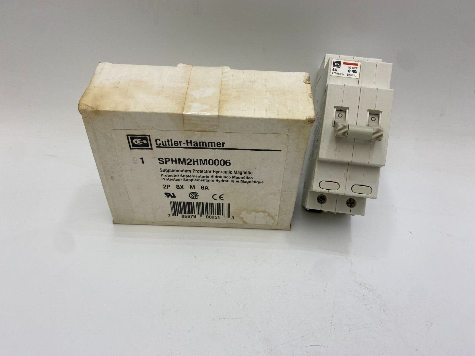 Cutler-Hammer SPHM2HM0006 Supplementary Protector Hydraulic Magnetic 2P 6A NOS