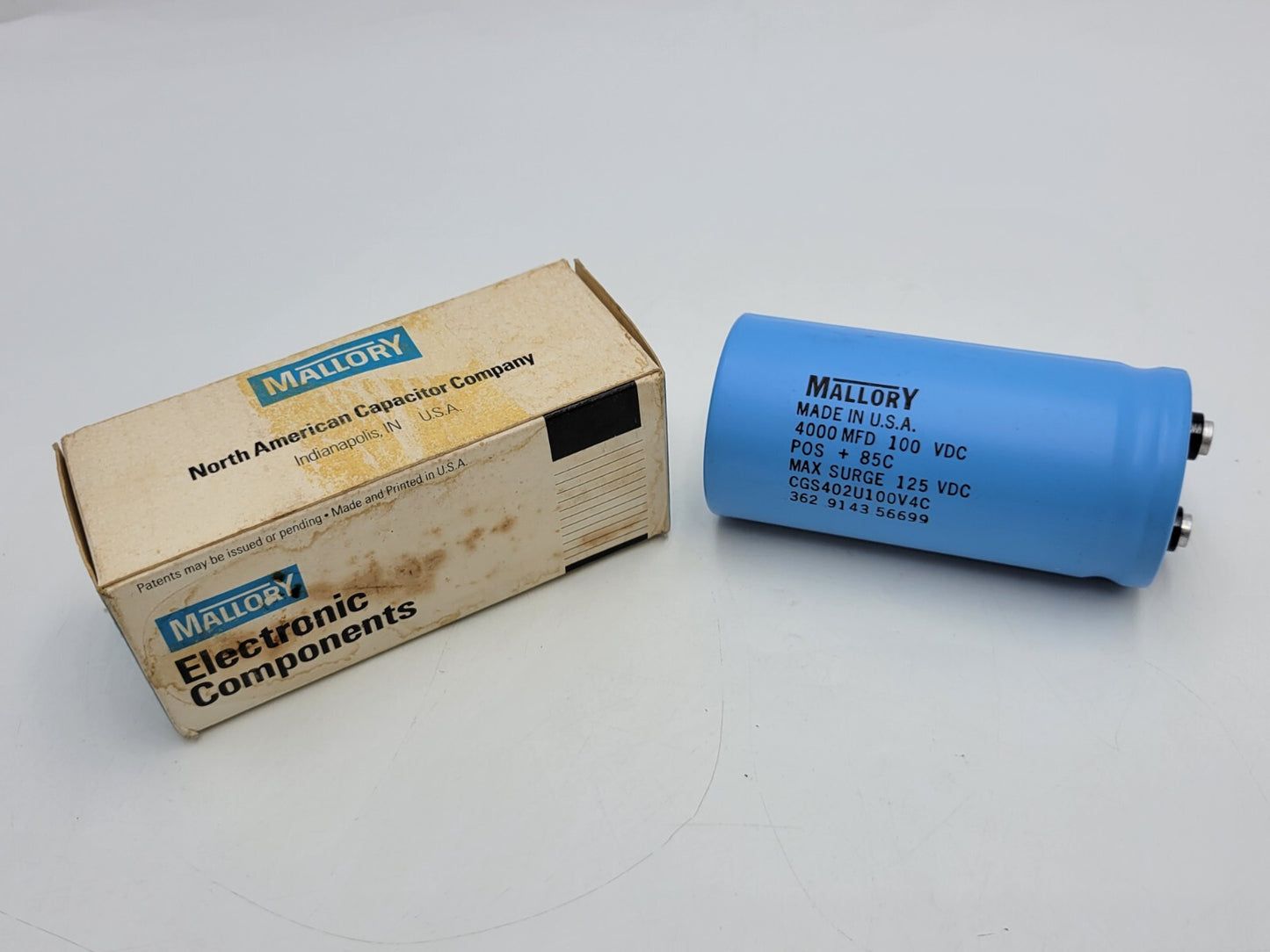 Mallory CGS402U100V4C Aluminum Electrolytic Capacitor Screw Terminal 4000uF 100V