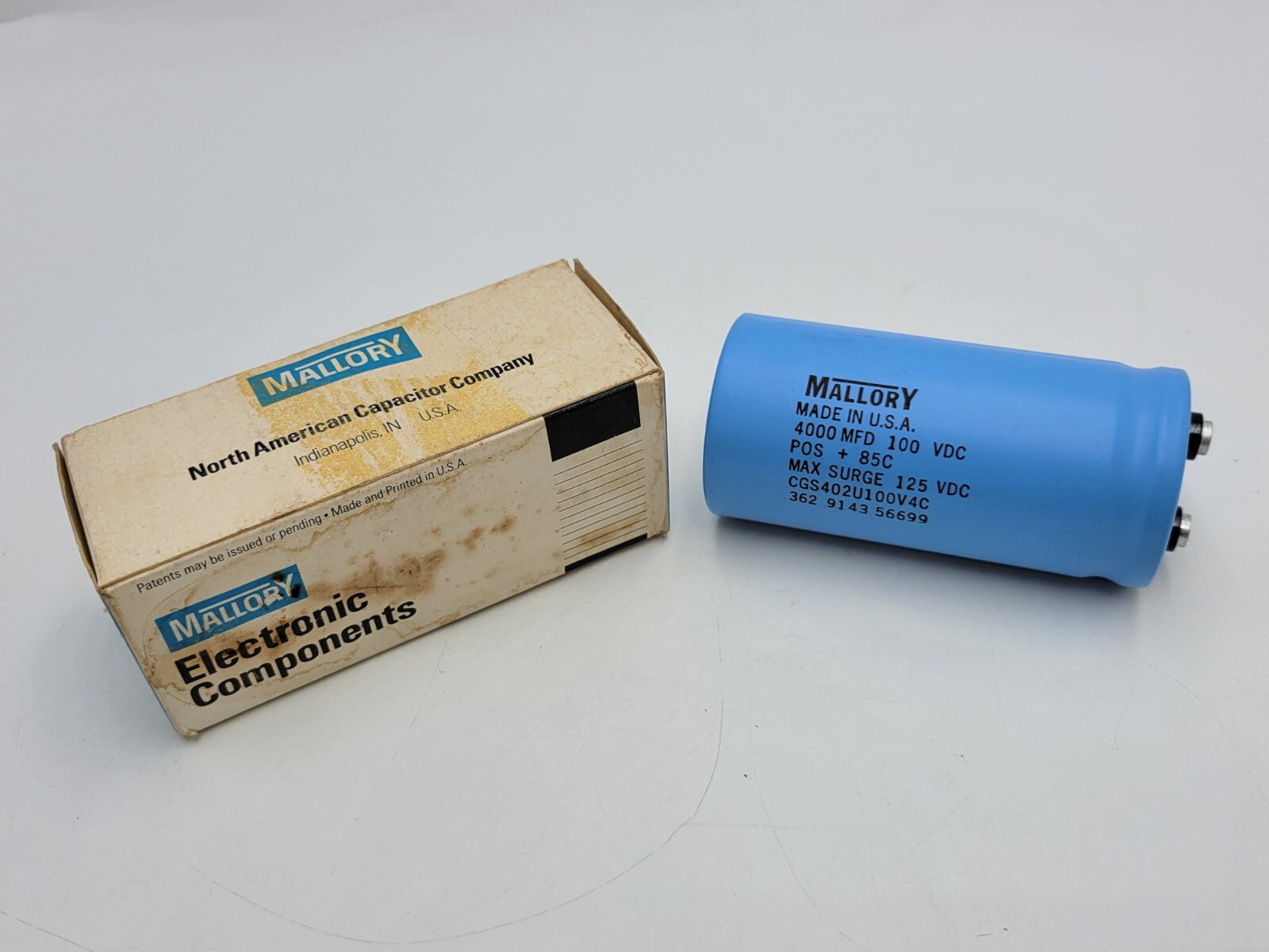 Mallory CGS402U100V4C Aluminum Electrolytic Capacitor Screw Terminal 4000uF 100V