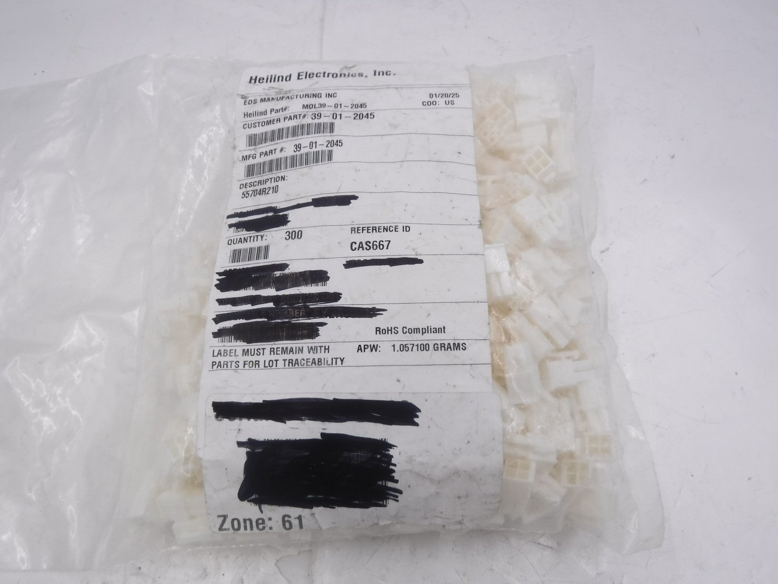 300 Pack Molex Connector Housing Receptacles 39-01-2045