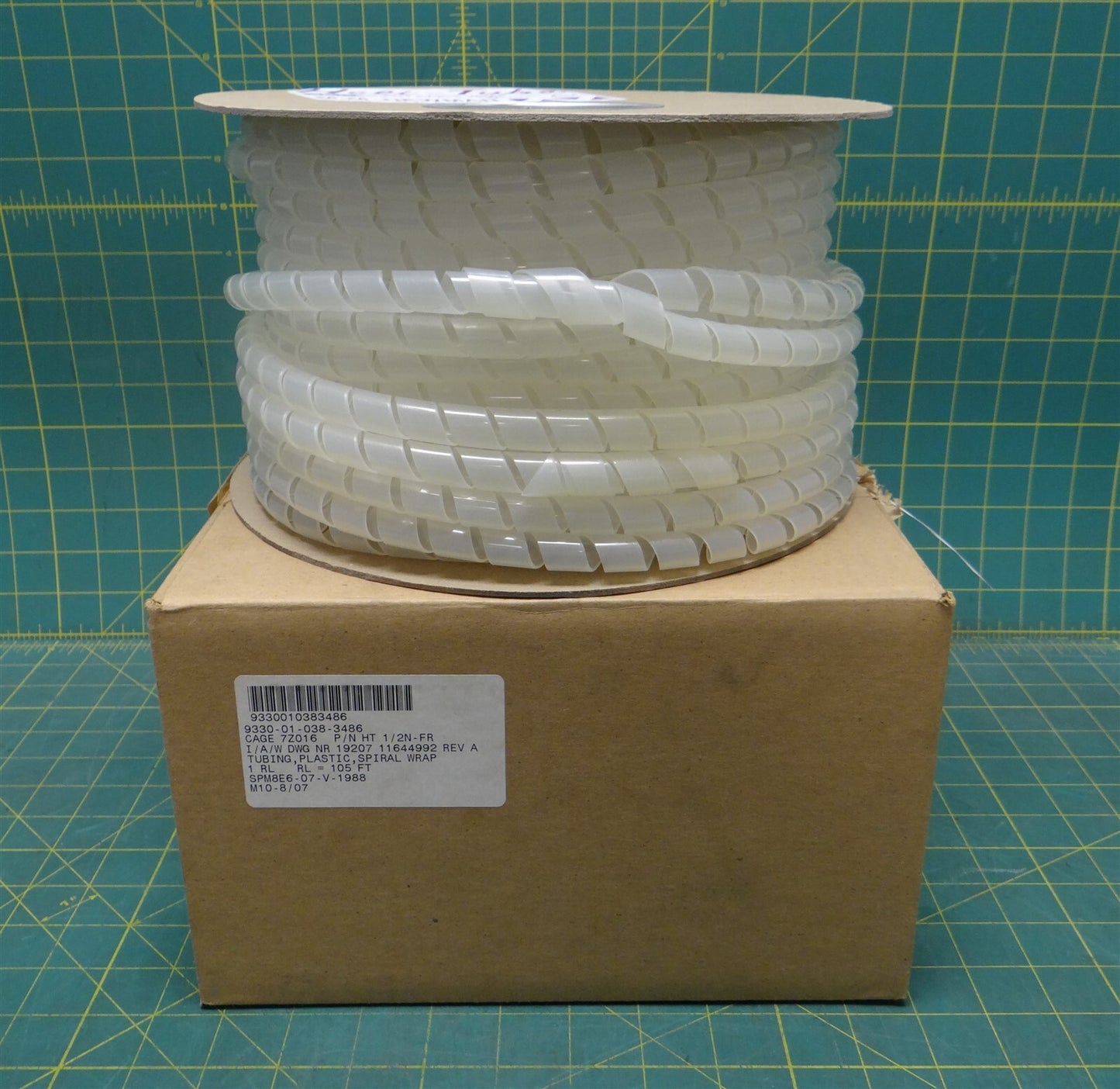 105 ft Roll MM Newman HT1/2N-FR Spiral Wrap Plastic Tubing NSN 9330-01-038-3486