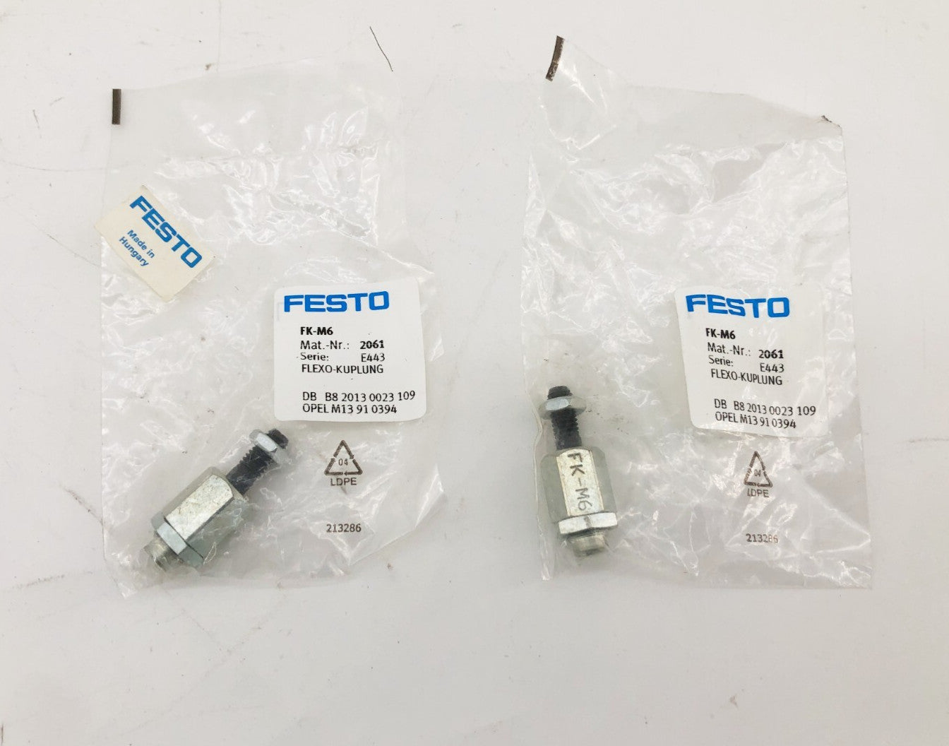 Lot of 2 New Festo FK-M6 Self-Aligning Rod Couplers 2061