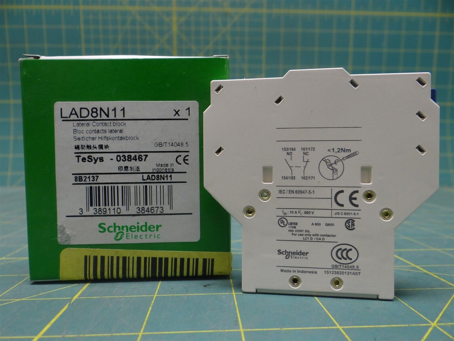 Schneider LAD8N11, TeSys Deca, 1 NO and 1 NC, for LC1D09 to LC1D150 Contactors