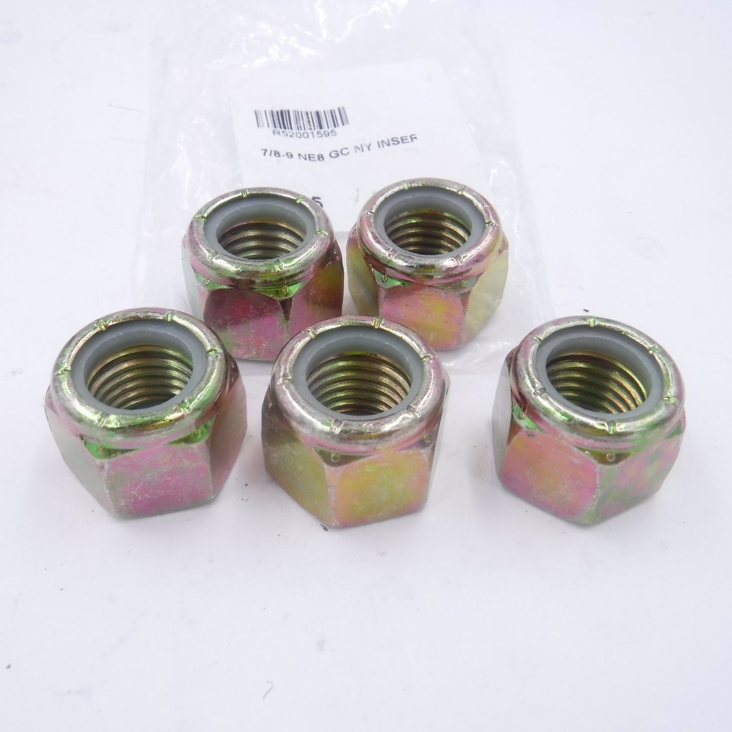 5 Pack MSC R52001595 Hex Lock Nut Nylon Insert 7/8-9 Grade 8 Steel 1-1/4" W