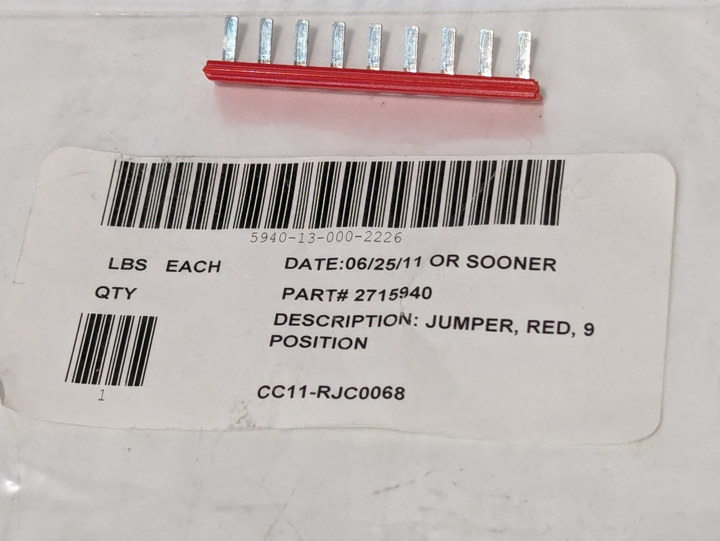 2715940 Phoenix Contact Push in Red Jumper Bar 9 Positions