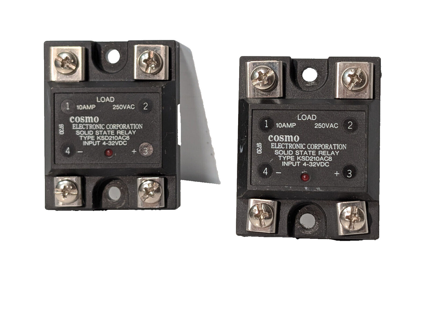 Lot of 2: Cosmo Electronics Corporation KSD210AC8 Solid State Relays 10A, 250VAC