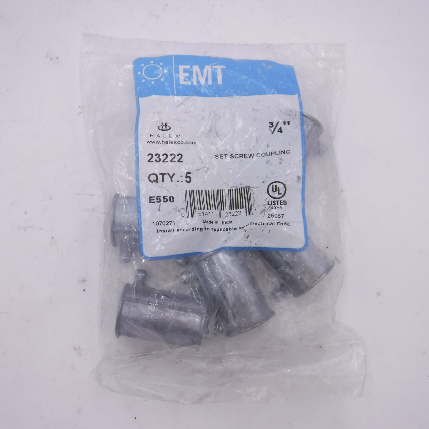 5 Pack EMT 3/4" Set Screw Couplings 23222