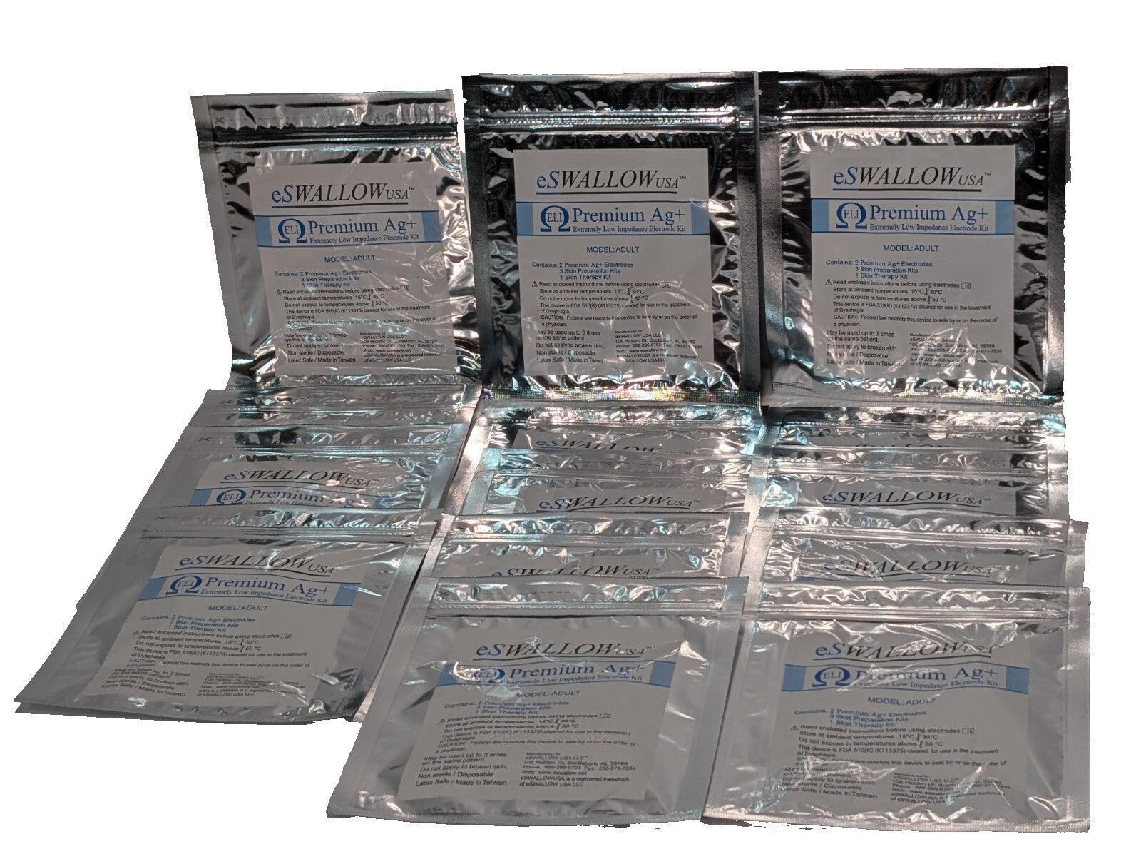 Lot of 14: eSwallow USA Premium Ag+ Adult Low Impedance Electrode Kits