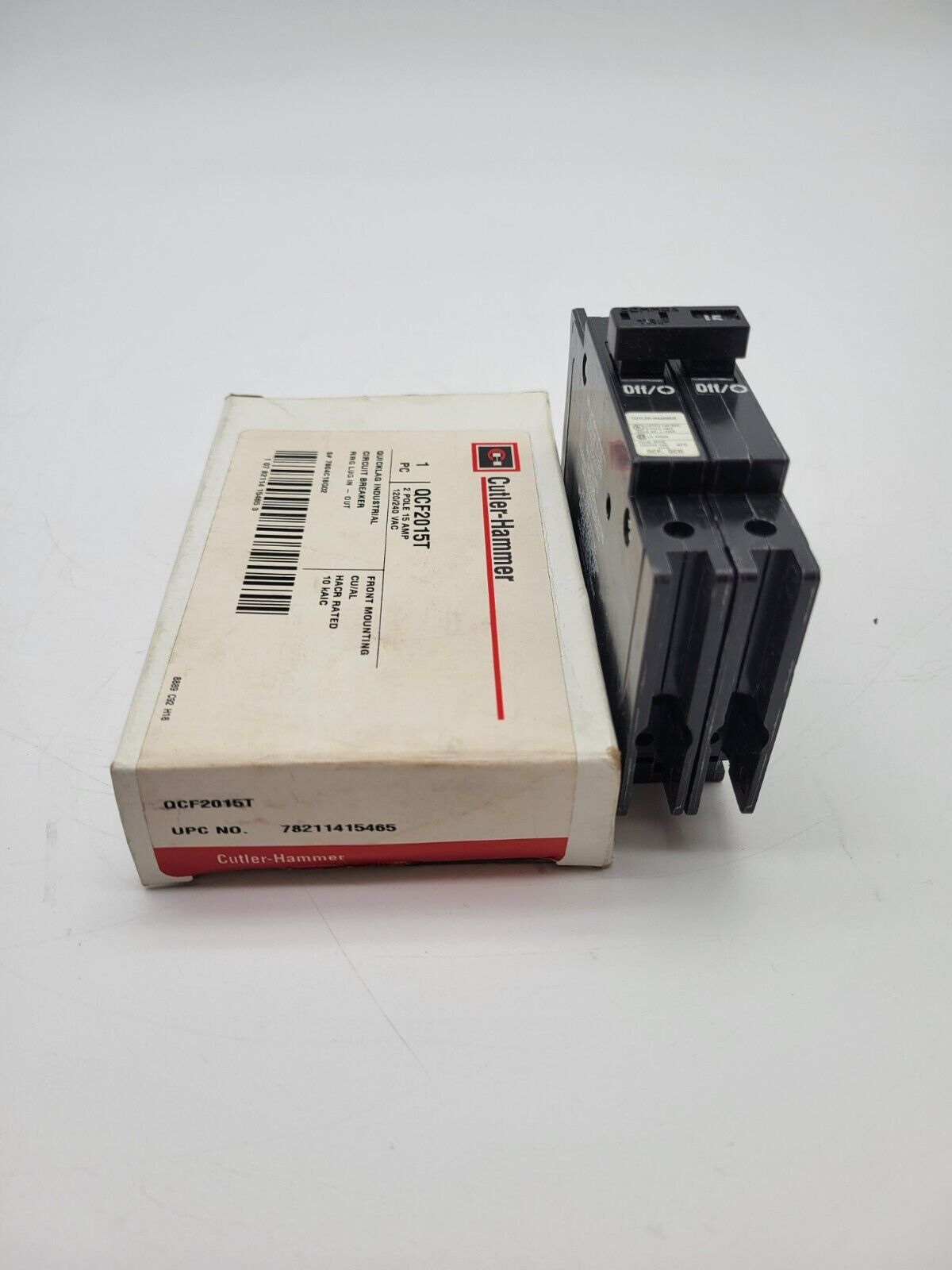 Cutler-Hammer QCF2015TV Circuit Breaker 15A 2P 120/240V NOS Black QCF 15 Amp